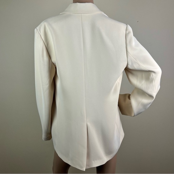 VINCE REVOLVE BEIGE CREPE DOUBLE-BREASTED BLAZER - Picture 9 of 13